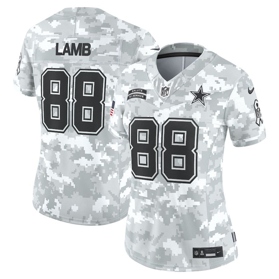 CeeDee Lamb 88 Dallas Cowboys Women's 2024 Salute to Service Limited Jersey - Arctic Camo JS8076 nicesnker