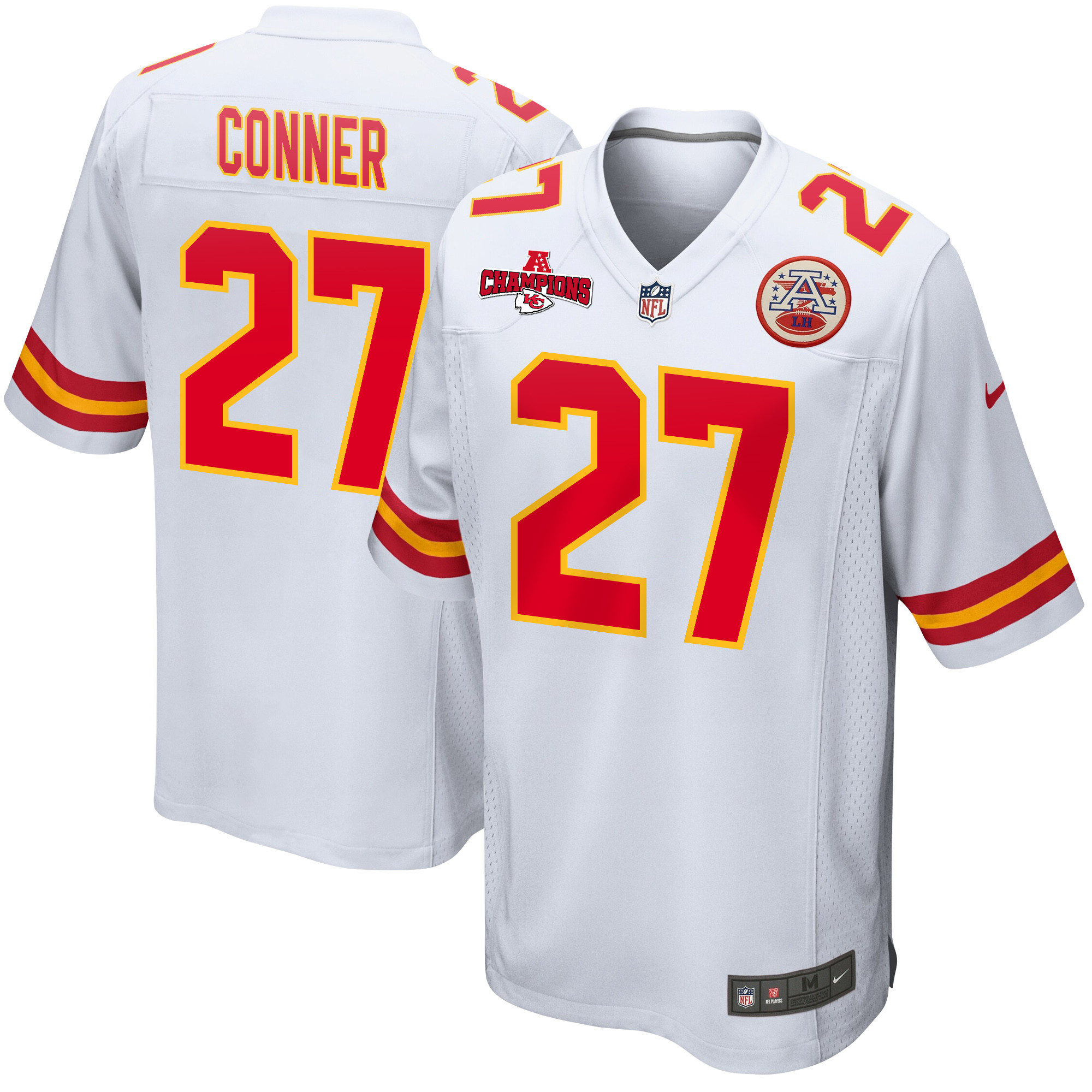 Chamarri Conner 27 Kansas City Chiefs AFC Champions Patch Game Men Jersey - White JS6324 nicesnker