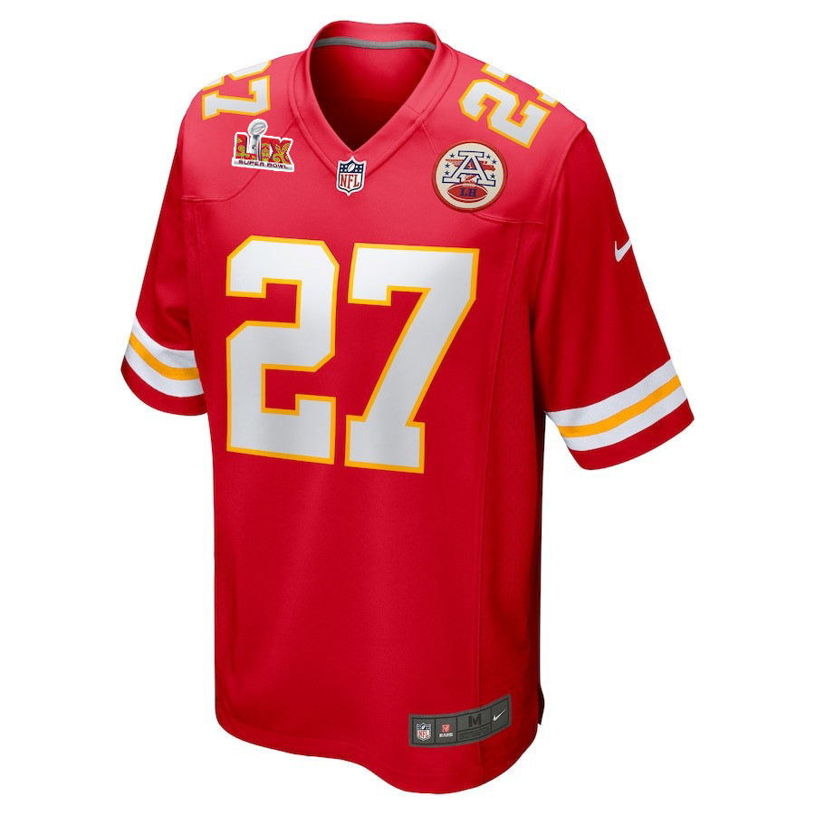 Alternative view of Chamarri Conner #27 Kansas City Chiefs Super Bowl LIX Jersey - Men's - Red JS9020 nicesnker