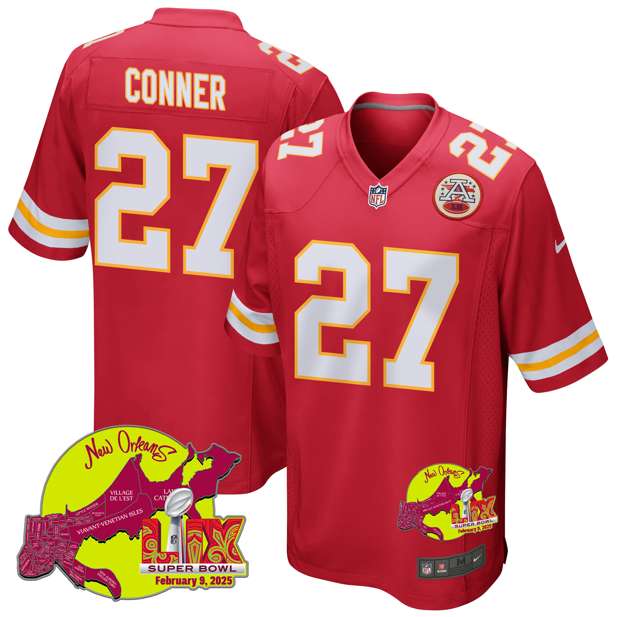 Chamarri Conner 27 Kansas City Chiefs Super Bowl LIX New Orleans Patch Game Men Jersey - Red JS1907 nicesnker