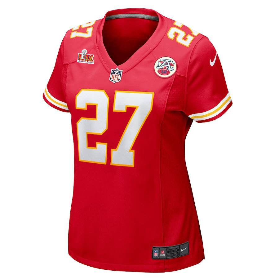 Alternative view of Chamarri Conner #27 Kansas City Chiefs Super Bowl LIX Women's Jersey - Red JS8507 nicesnker