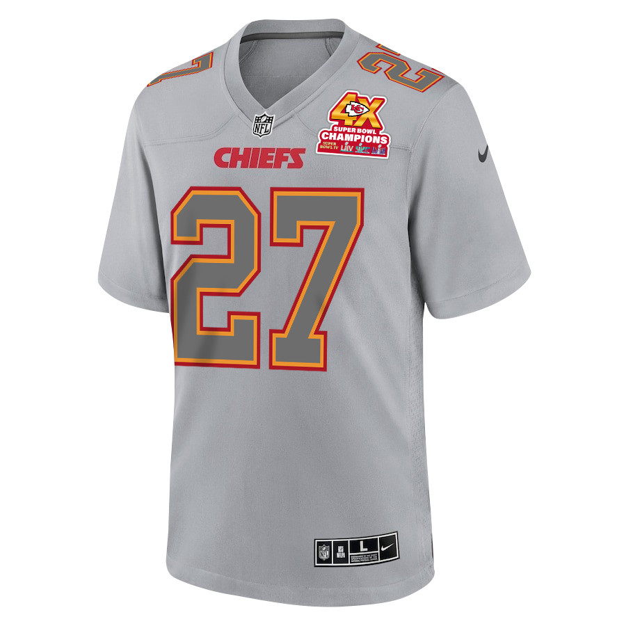 Alternative view of Chamarri Conner 27 Kansas City Chiefs Super Bowl LVIII Champions 4X Atmosphere Fashion Game Men Jersey - Gray JS3631 nicesnker