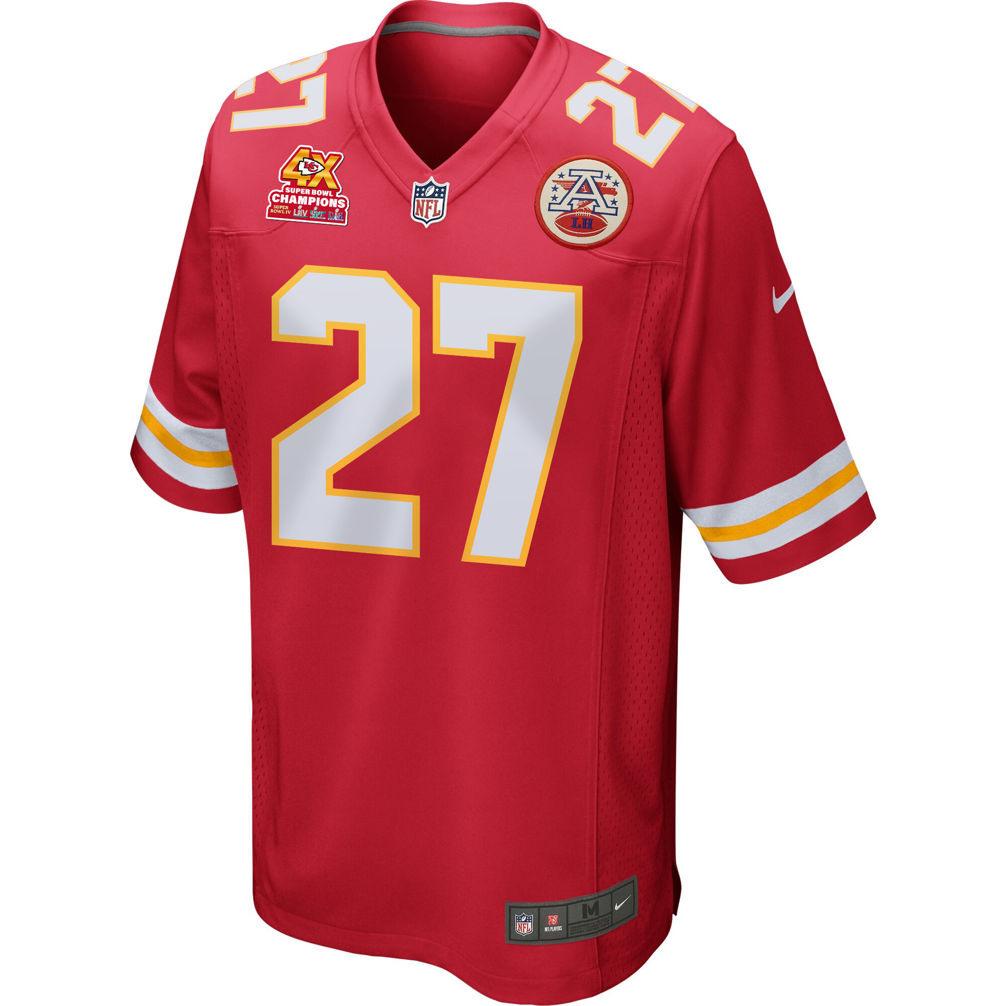 Alternative view of Chamarri Conner 27 Kansas City Chiefs Super Bowl LVIII Champions 4X Game Men Jersey - Red JS8920 nicesnker