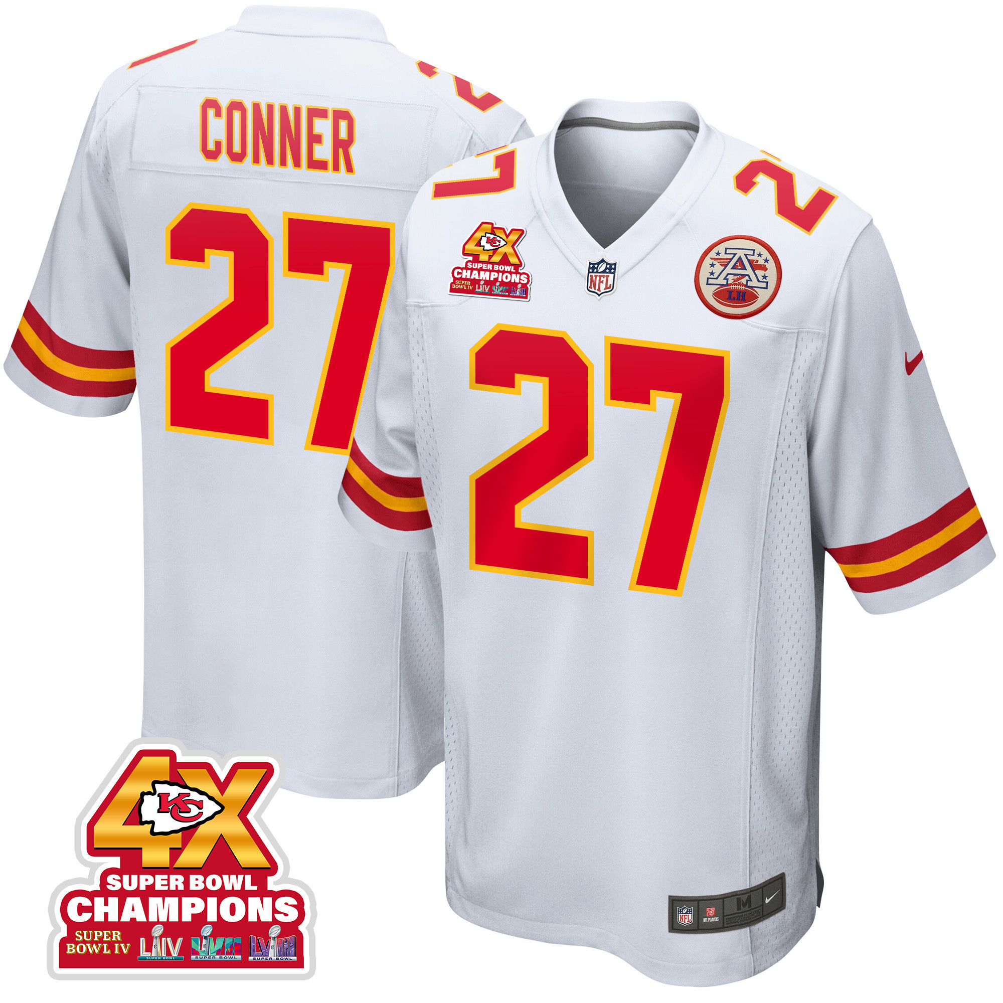 Chamarri Conner 27 Kansas City Chiefs Super Bowl LVIII Champions 4X Game Men Jersey - White JS2969 nicesnker