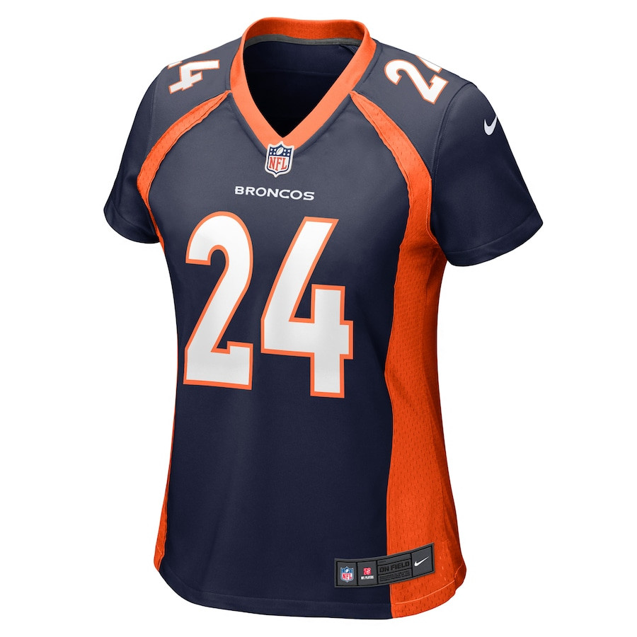 Alternative view of Champ Bailey 24 Denver Broncos Women Retired Jersey - Navy JS5236 nicesnker