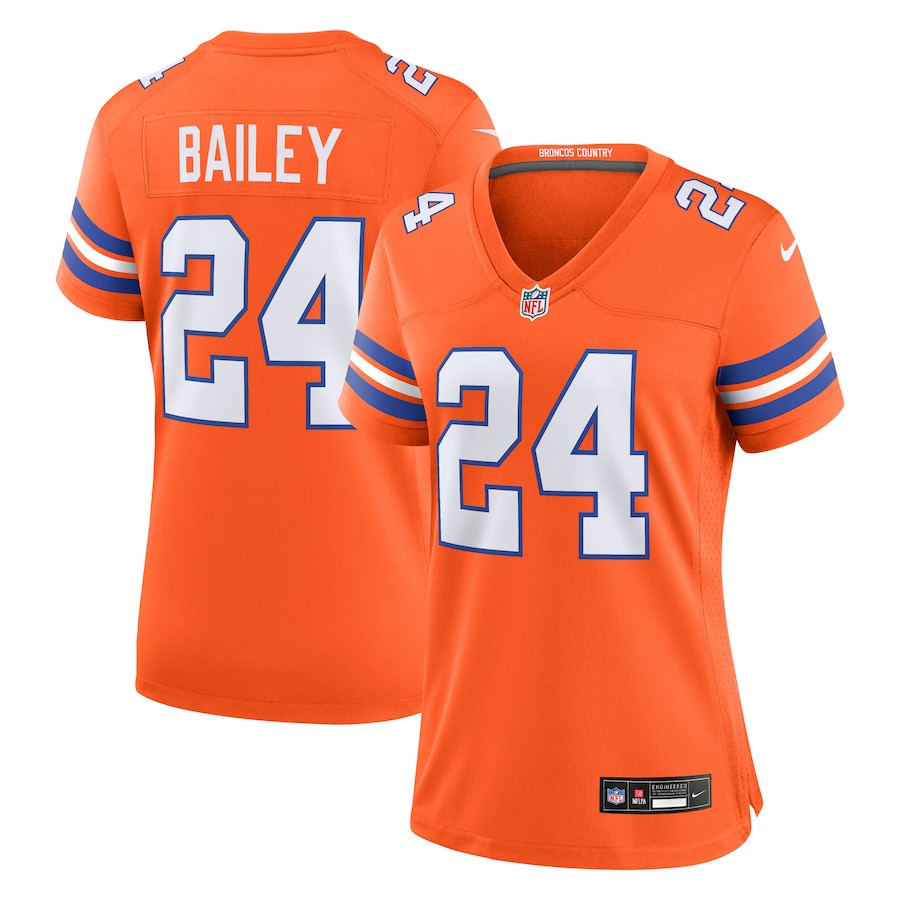 Champ Bailey 24 Denver Broncos Women's Mile High Collection 1977 Throwback Retired Player Game Jersey - Orange JS4251 nicesnker