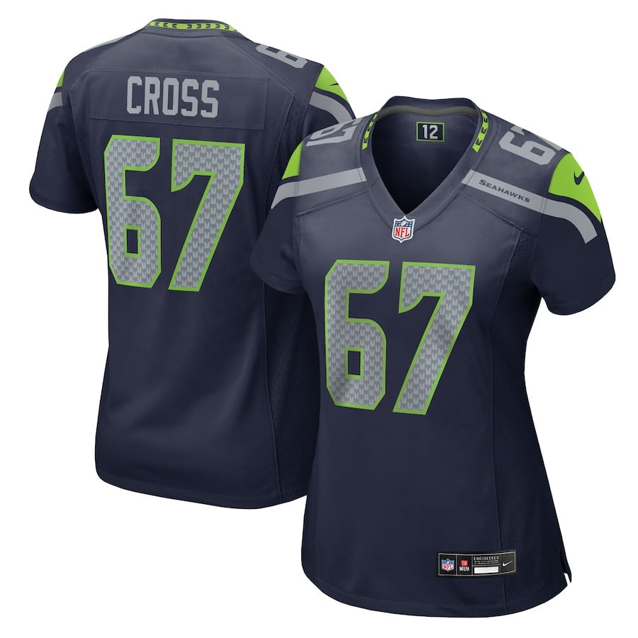 Charles Cross 67 Seattle Seahawks Women's Team Game Jersey - College Navy JS4643 nicesnker
