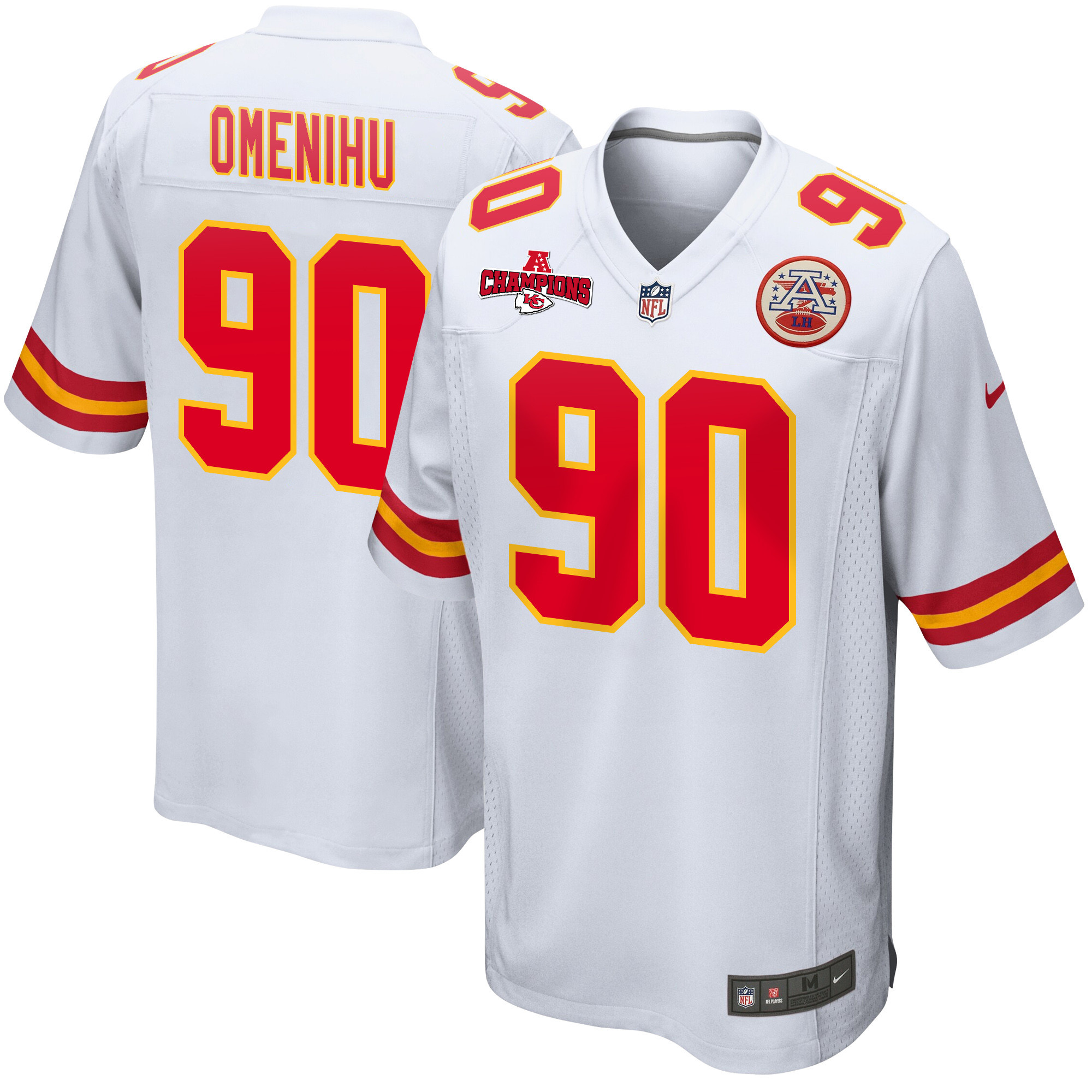 Charles Omenihu 90 Kansas City Chiefs AFC Champions Patch Game Men Jersey - White JS3787 nicesnker
