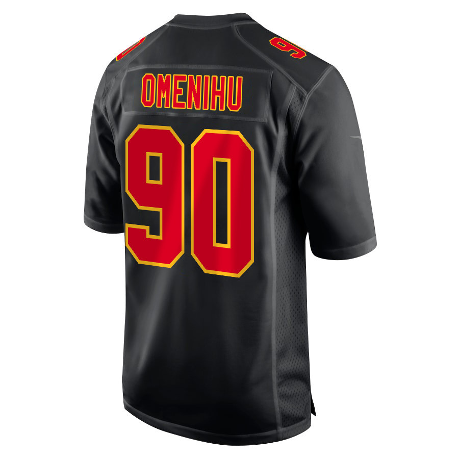 Charles Omenihu 90 Kansas City Chiefs Super Bowl LVIII Champions 4 Stars Patch Fashion Game Men Jersey - Carbon Black JS2374 nicesnker - Image 3