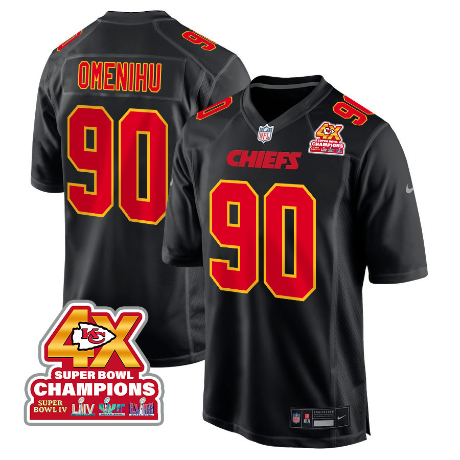 Charles Omenihu 90 Kansas City Chiefs Super Bowl LVIII Champions 4X Fashion Game Men Jersey - Carbon Black JS1326 nicesnker