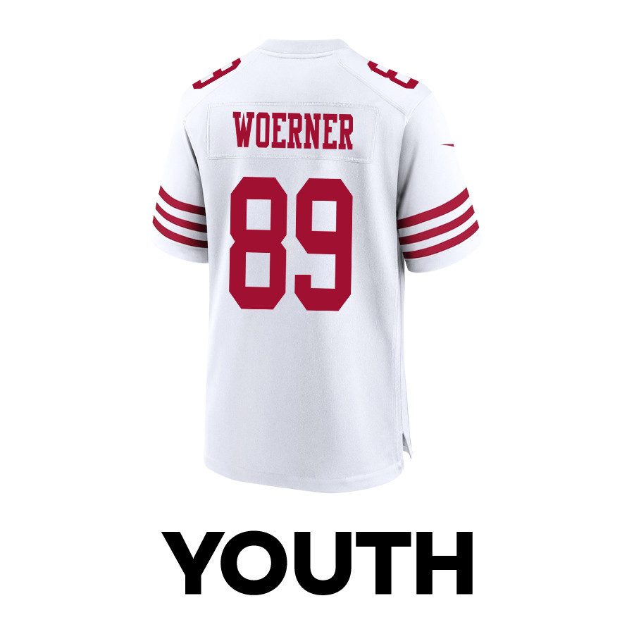 Charlie Woerner 89 San Francisco 49ers Super Bowl LVIII Patch Game YOUTH Jersey - White JS4184 nicesnker - Image 3