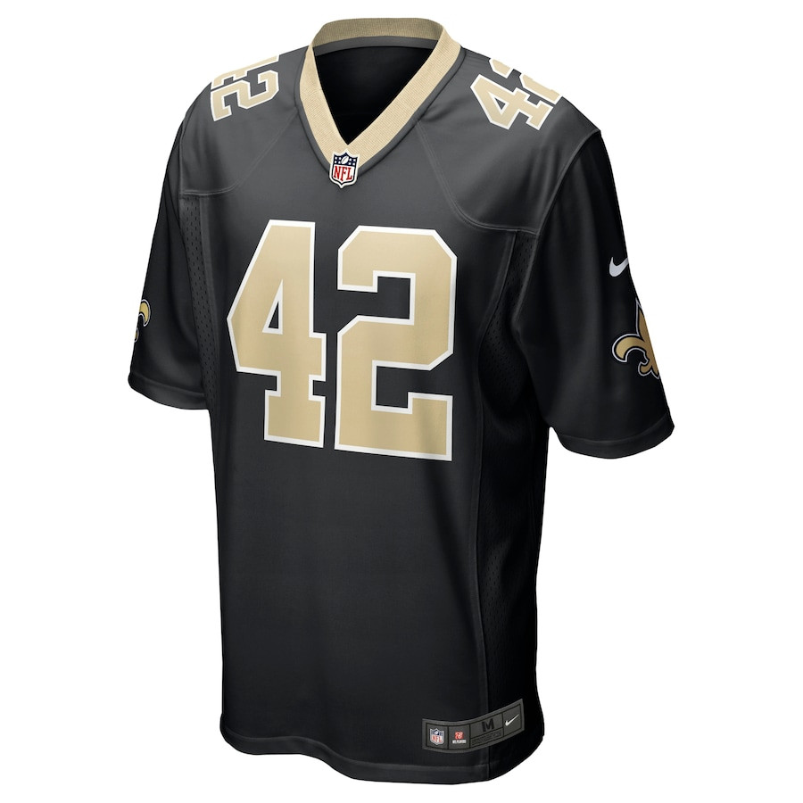 Alternative view of Chase Hansen 42 New Orleans Saints Men Game Jersey - Black JS9302 nicesnker