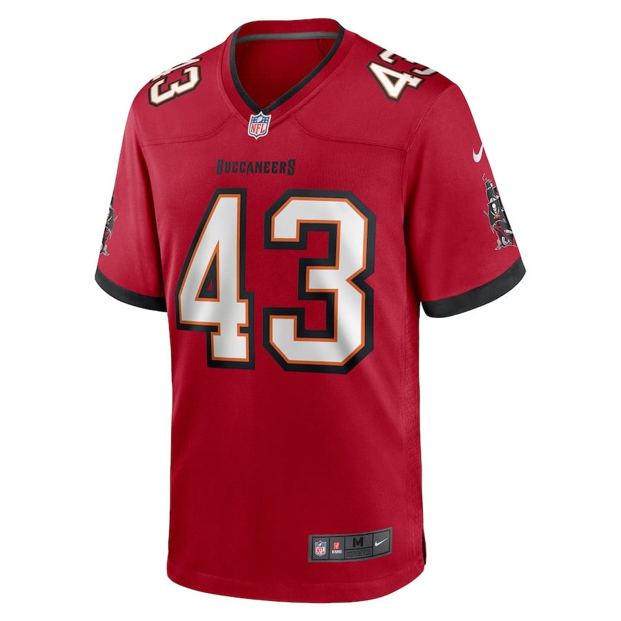 Alternative view of Chris Braswell 43 Tampa Bay Buccaneers Game Men Jersey - Red JS6639 nicesnker