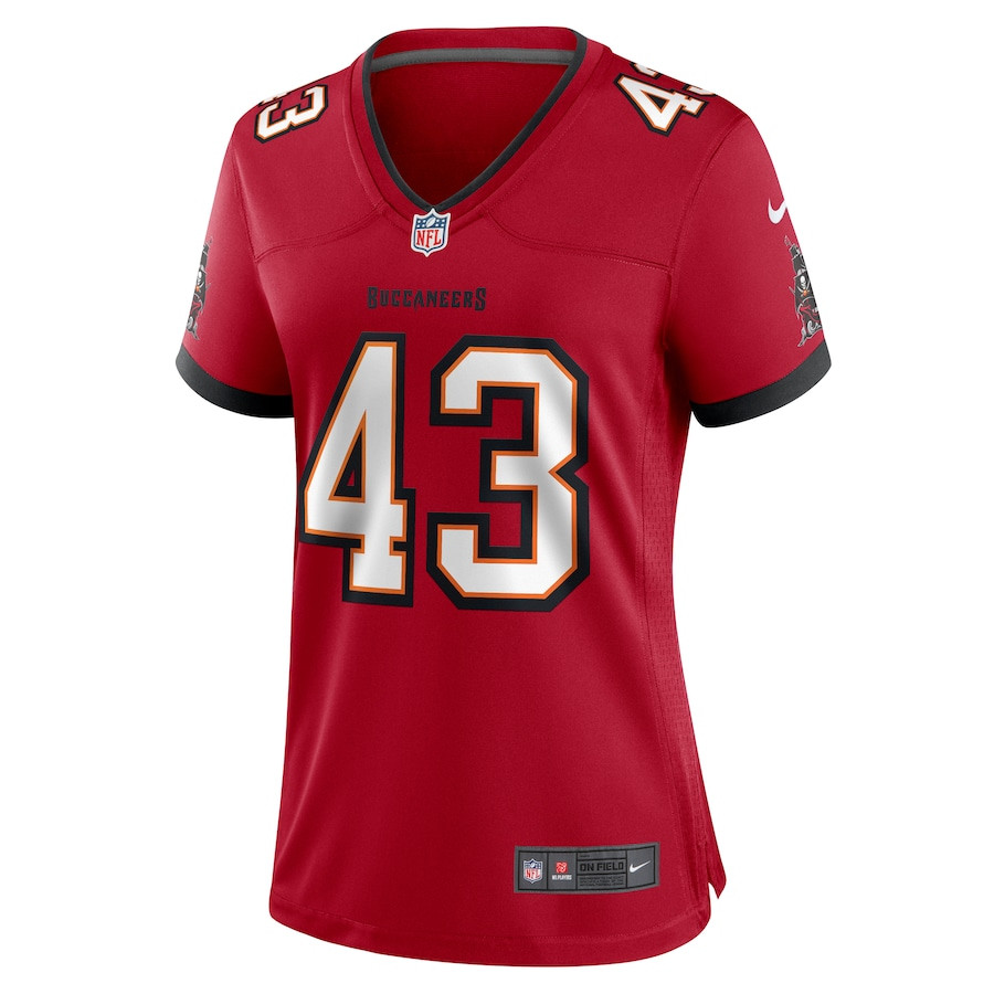Alternative view of Chris Braswell 43 Tampa Bay Buccaneers Women's Game Jersey - Red JS1318 nicesnker