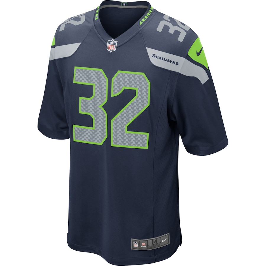 Alternative view of Chris Carson 32 Seattle Seahawks Men Game Jersey - Navy JS5793 nicesnker