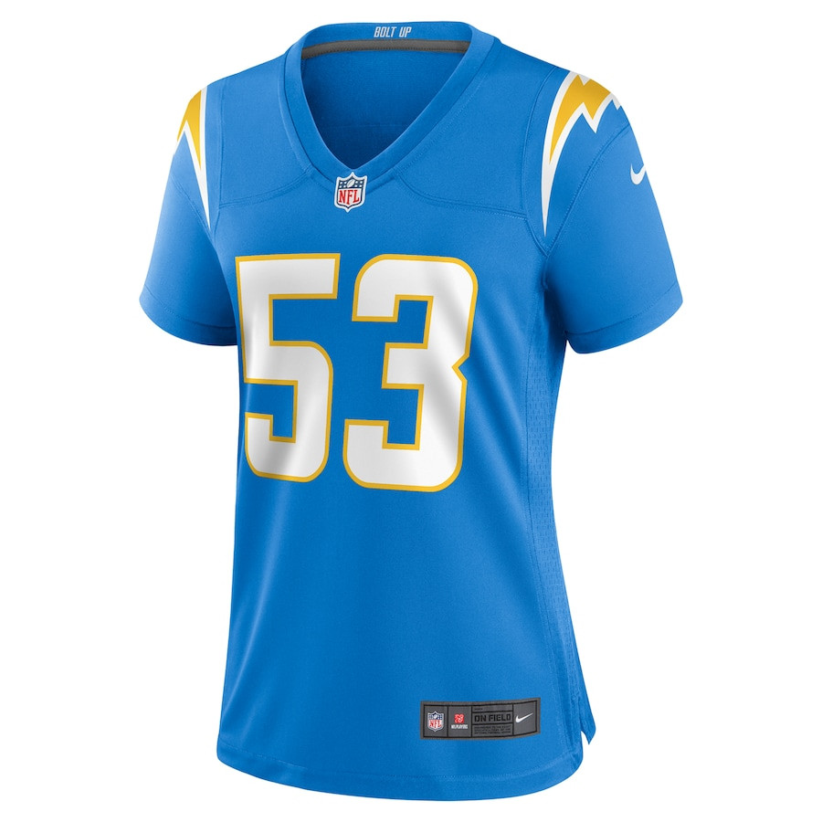 Alternative view of Chris Collins 53 Los Angeles Chargers Women's Game Jersey - Powder Blue JS5865 nicesnker