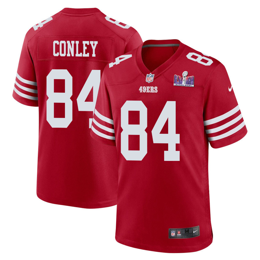 Chris Conley 84 San Francisco 49ers Super Bowl LVIII Patch Game Men Jersey - Scarlet JS7164 nicesnker
