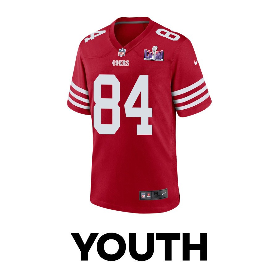 Alternative view of Chris Conley 84 San Francisco 49ers Super Bowl LVIII Patch Game YOUTH Jersey - Scarlet JS8514 nicesnker