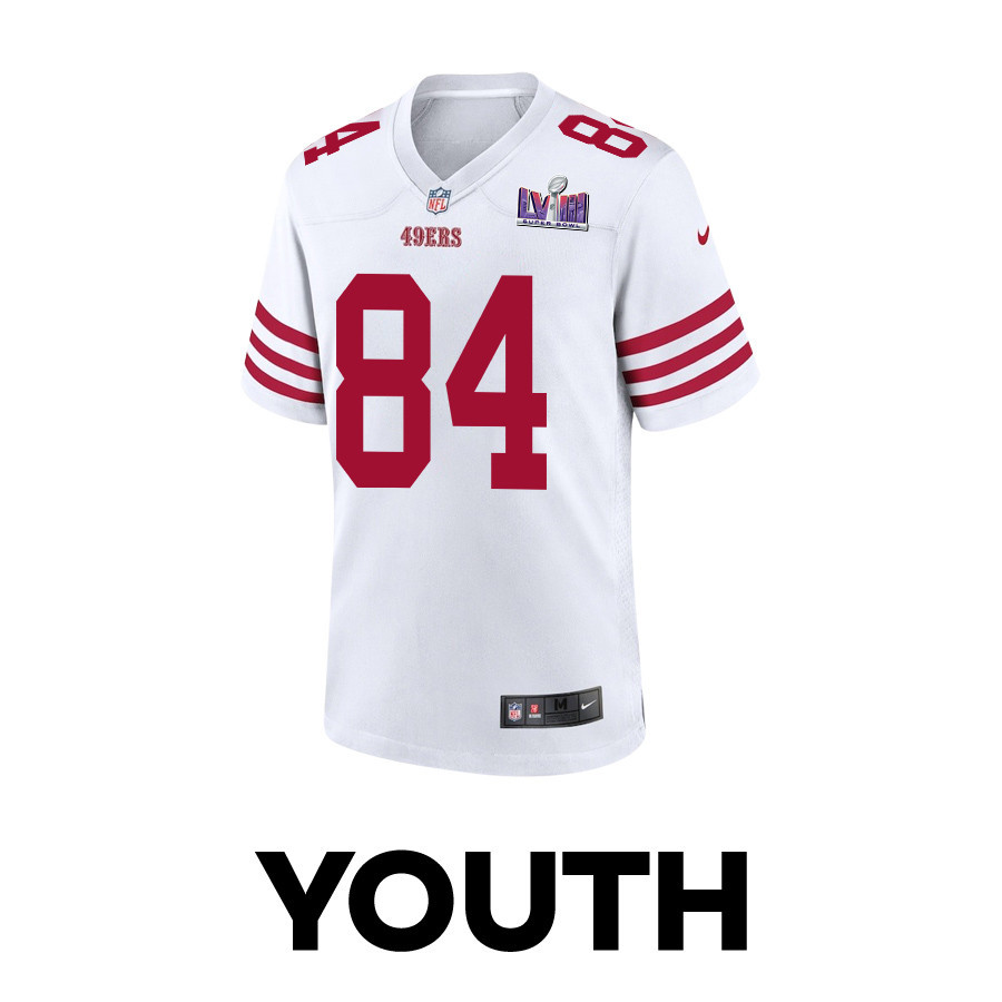 Alternative view of Chris Conley 84 San Francisco 49ers Super Bowl LVIII Patch Game YOUTH Jersey - White JS4744 nicesnker
