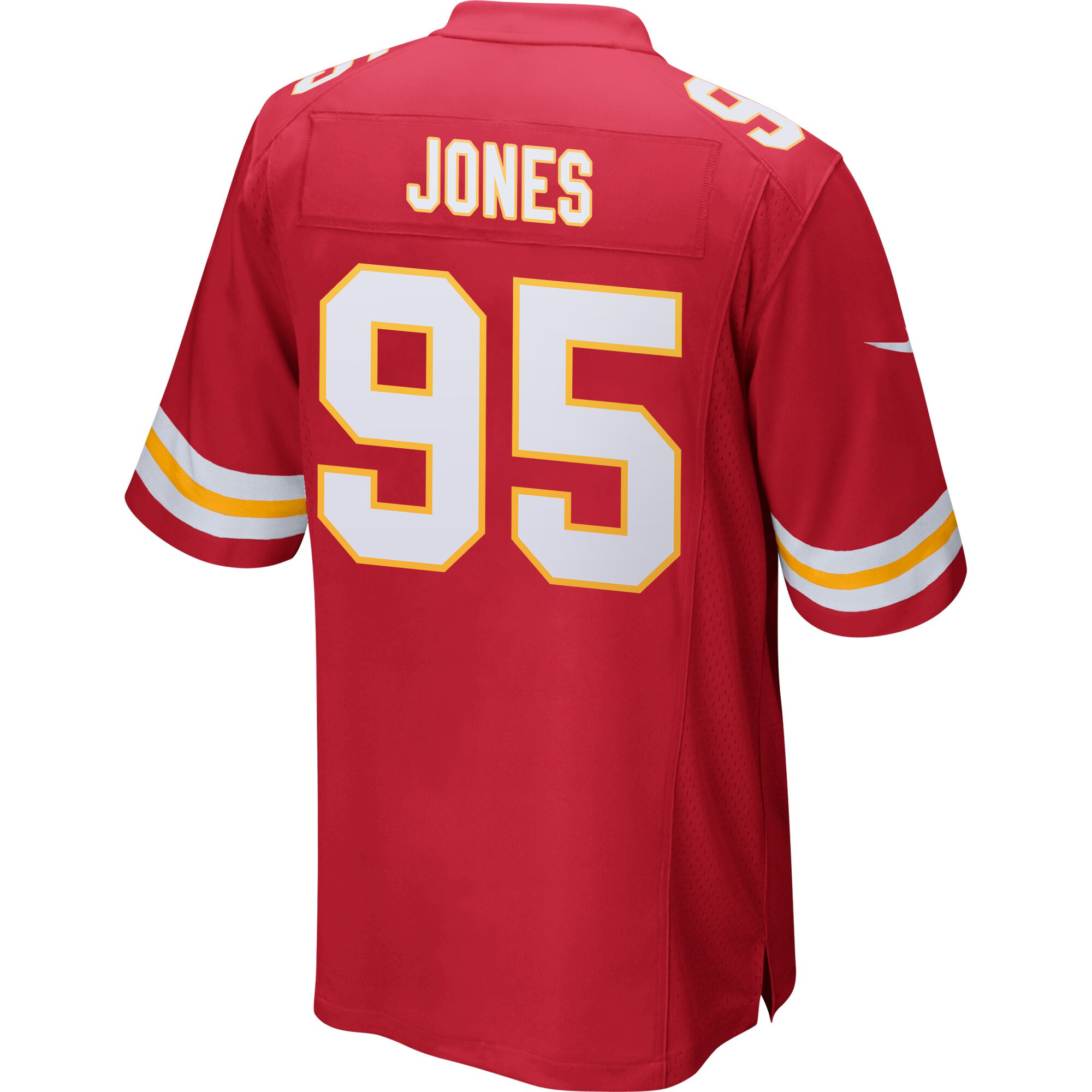 Alternative view of Chris Jones 95 Kansas City Chiefs Super Bowl LIX New Orleans Patch Game Men Jersey - Red JS9222 nicesnker