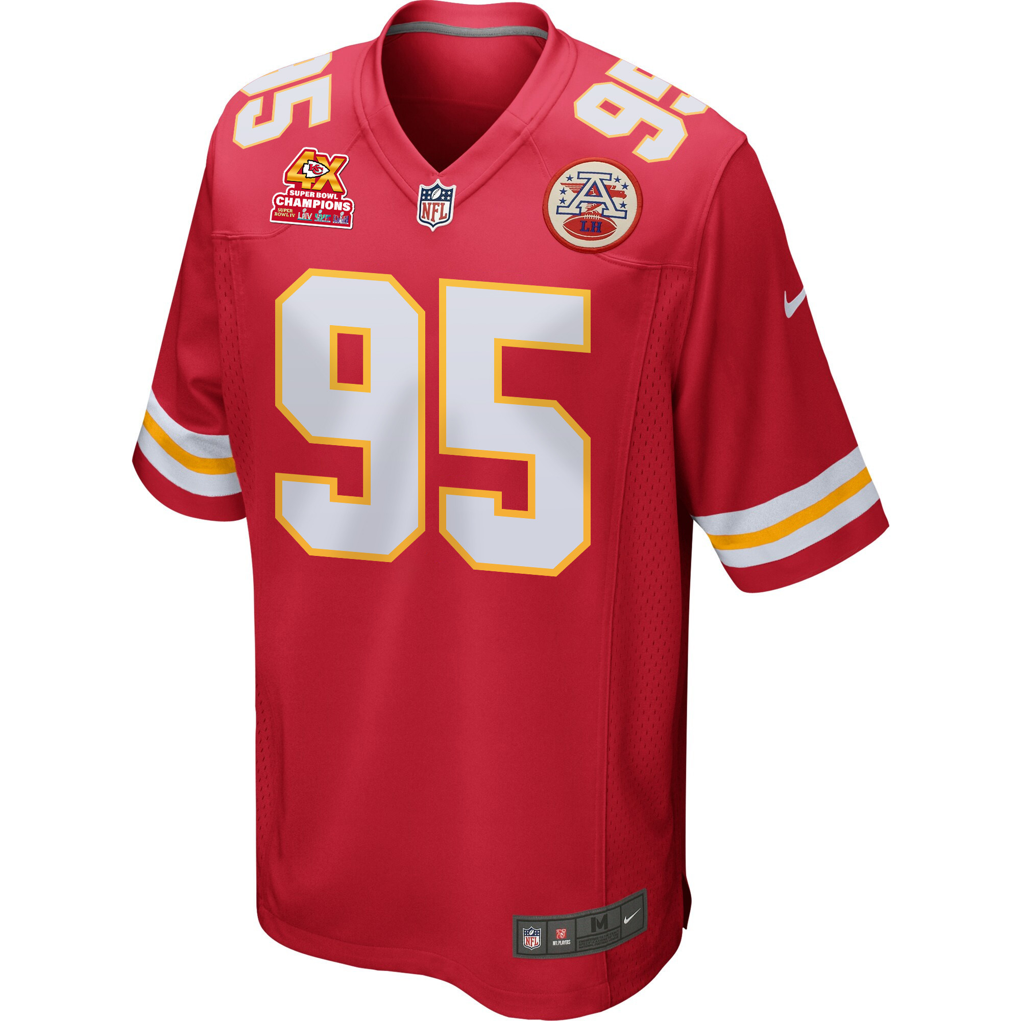 Alternative view of Chris Jones 95 Kansas City Chiefs Super Bowl LVIII Champions 4X Game Men Jersey - Red JS6269 nicesnker