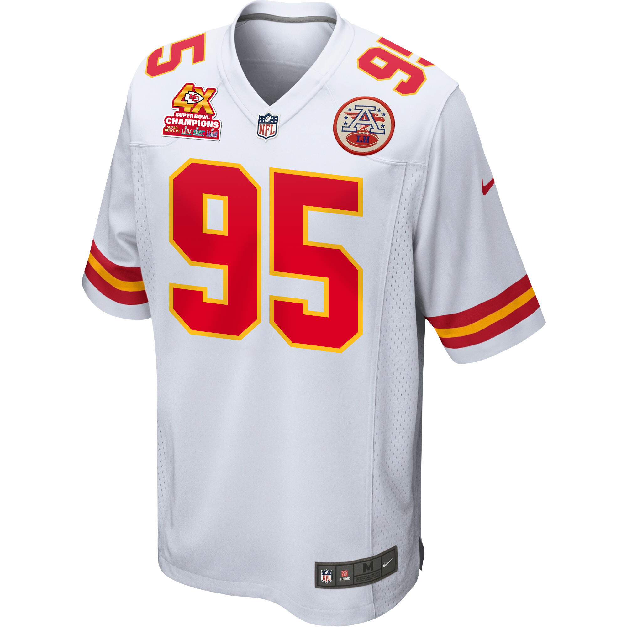 Alternative view of Chris Jones 95 Kansas City Chiefs Super Bowl LVIII Champions 4X Game Men Jersey - White JS2106 nicesnker