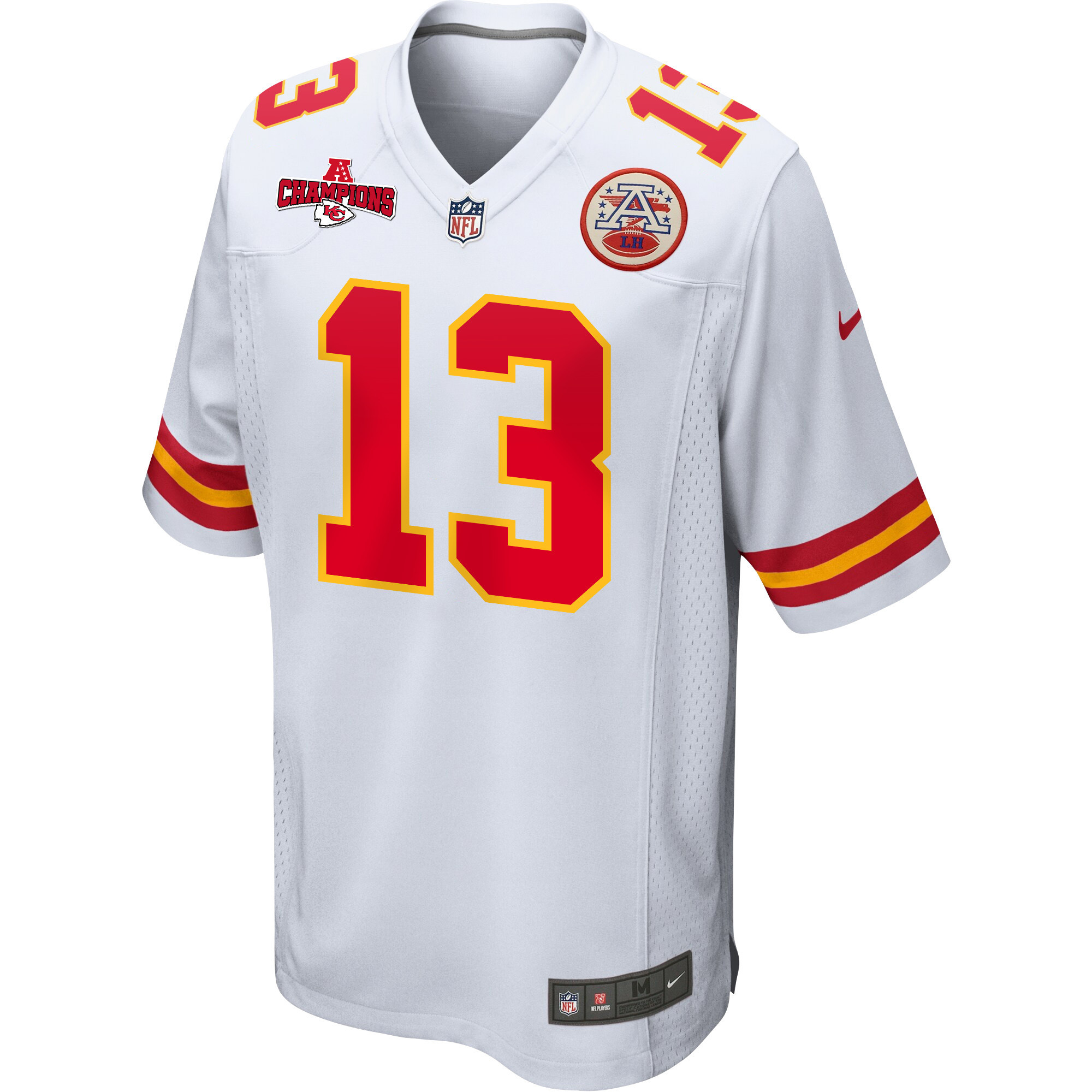 Alternative view of Chris Oladokun 13 Kansas City Chiefs AFC Champions Patch Game Men Jersey - White JS3562 nicesnker