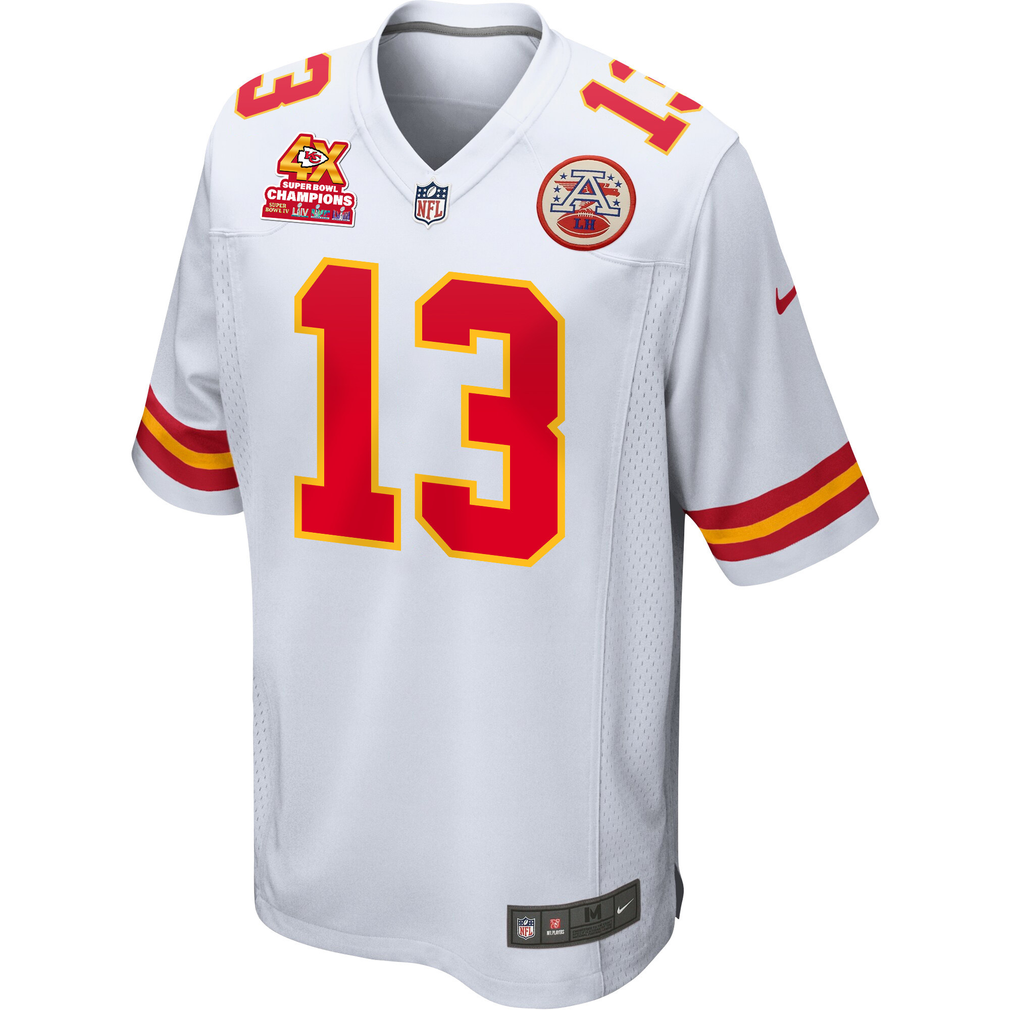 Alternative view of Chris Oladokun 13 Kansas City Chiefs Super Bowl LVIII Champions 4X Game Men Jersey - White JS1524 nicesnker