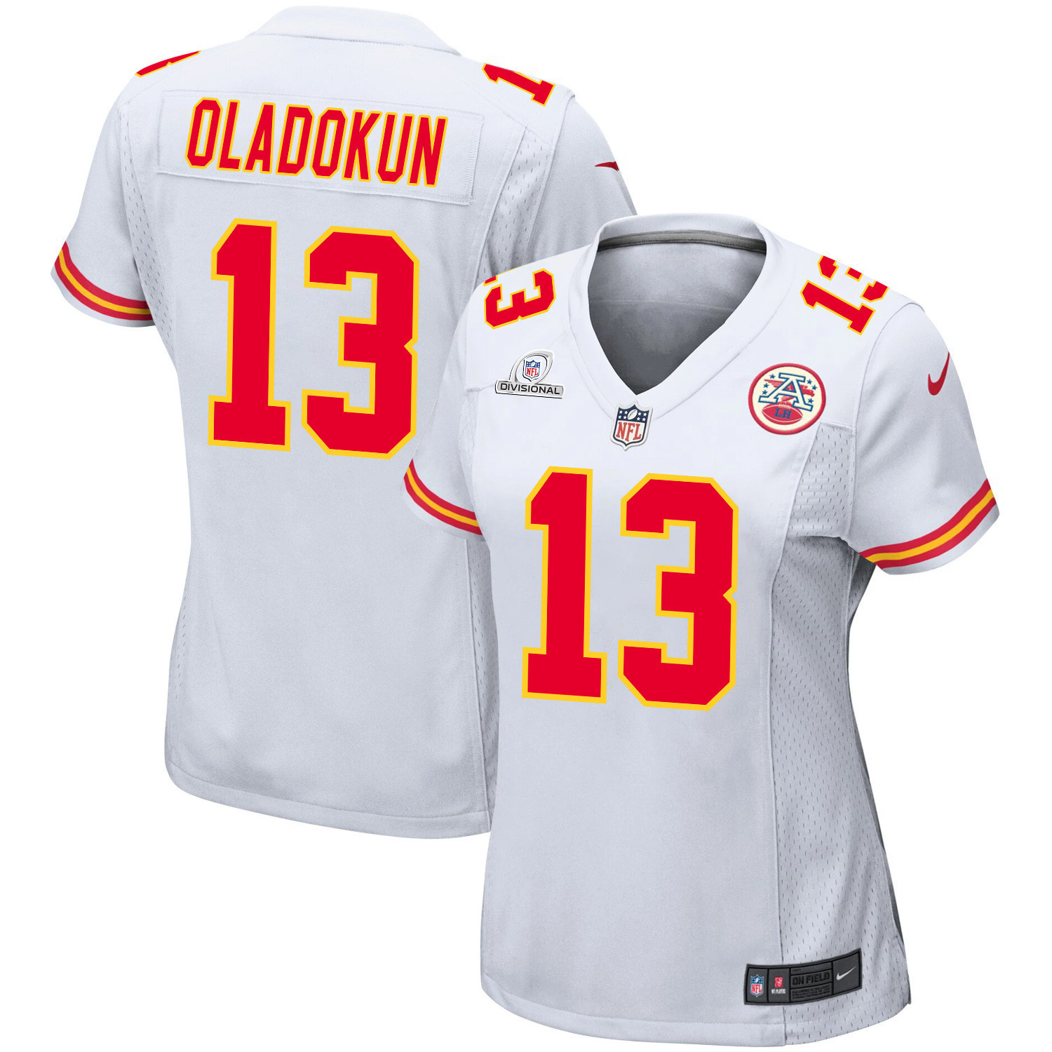 Chris Oladokun 13 Kansas City Chiefs Super Bowl LVIII Patch Game Women Jersey - White JS6177 nicesnker