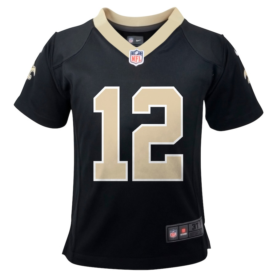 Alternative view of Chris Olave 12 New Orleans Saints Game YOUTH Jersey - Black JS7600 nicesnker
