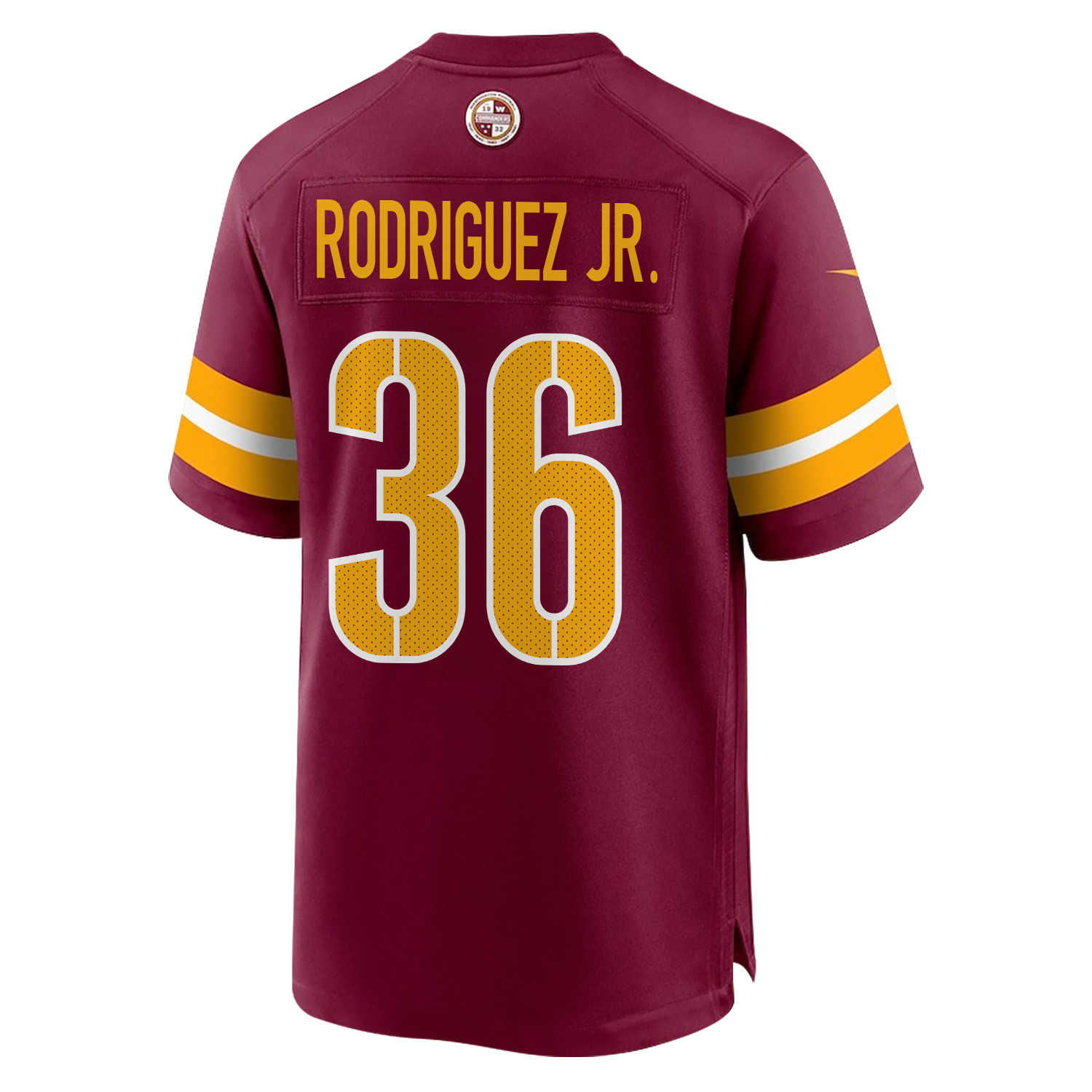 Alternative view of Chris Rodriguez Jr. 36 Washington Commanders Super Bowl LIX Champions Patch 'New Orleans - Where Legends Are Made' EMBROIDERED Game Men Jersey - Burgundy JS6986 nicesnker