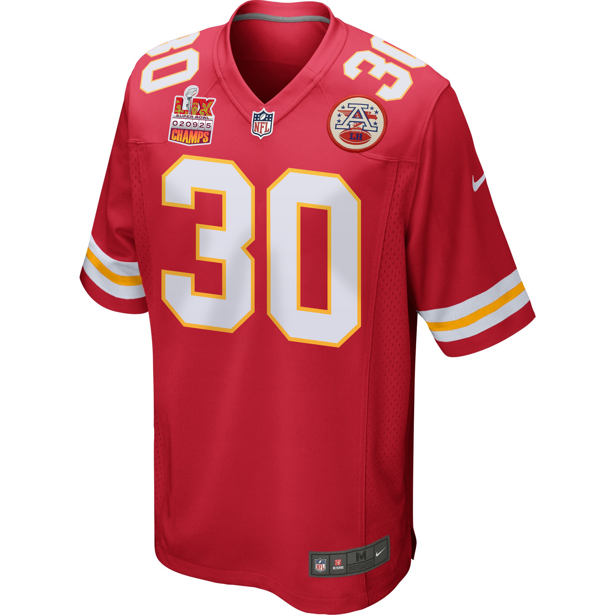 Chris Roland-Wallace 30 Kansas City Chiefs Super Bowl LIX Champions Patch Game Men Jersey - Red JS5854 nicesnker - Image 3