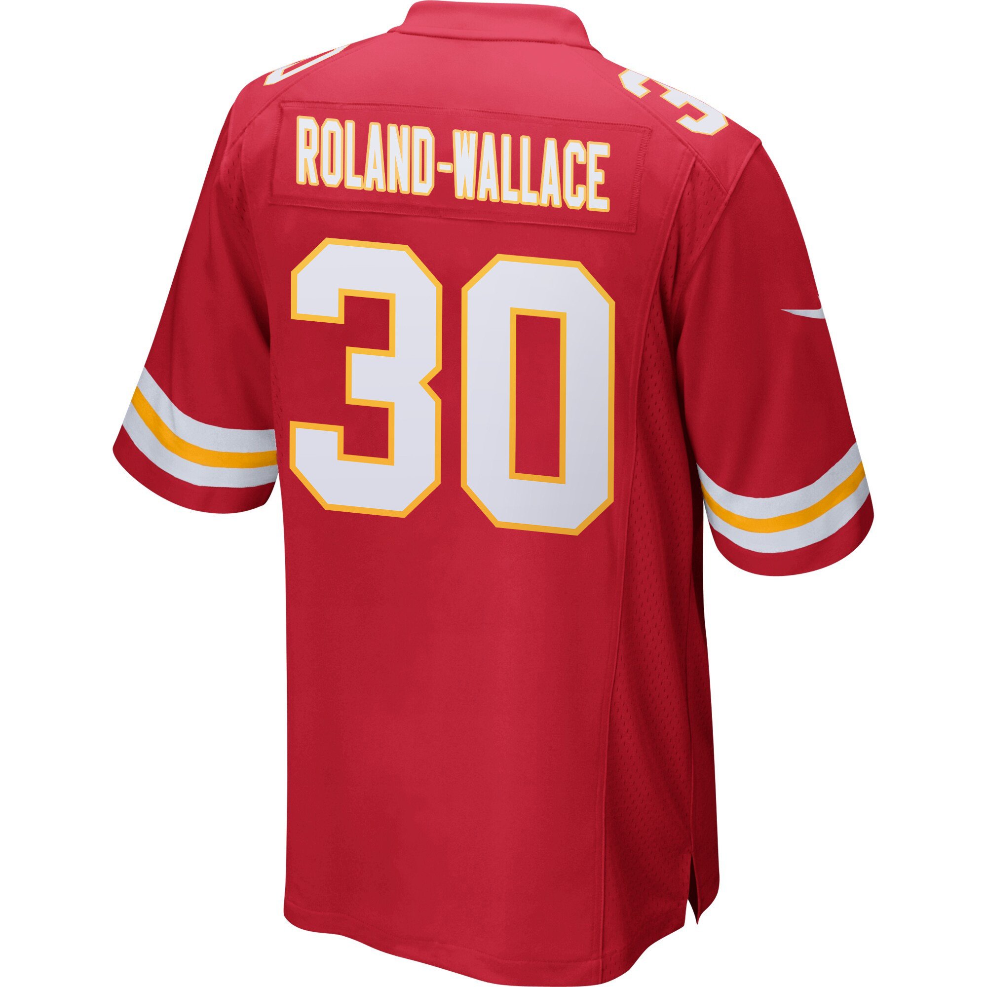 Alternative view of Chris Roland-Wallace 30 Kansas City Chiefs Super Bowl LIX Champions Patch 'New Orleans - The Ultimate Showdown' EMBROIDERED Game Men Jersey - Red JS7008 nicesnker