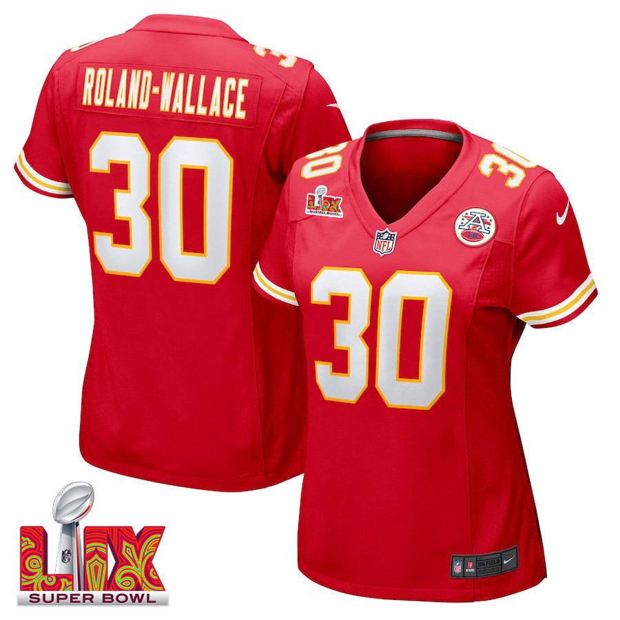 Chris Roland-Wallace #30 Kansas City Chiefs Super Bowl LIX Women's Jersey - Red JS9574 nicesnker
