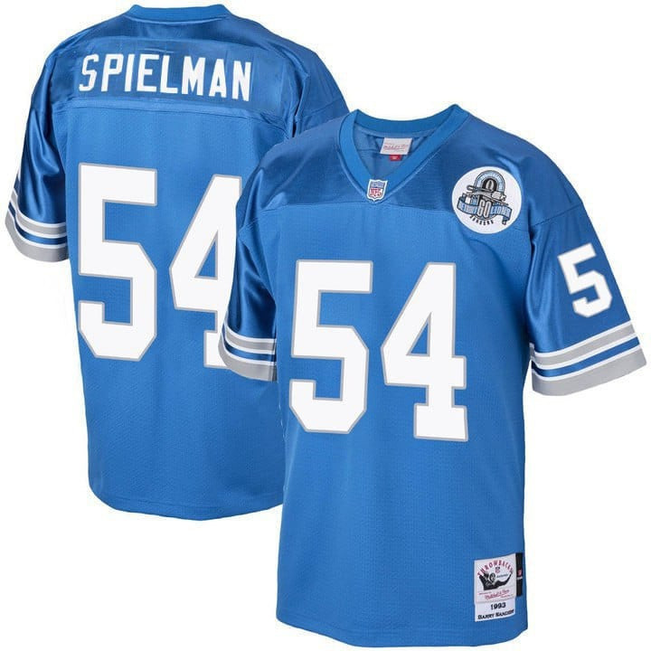 Chris Spielman 54 Detroit Lions 1993 Throwback Men Game Jersey - Blue JS9581 nicesnker