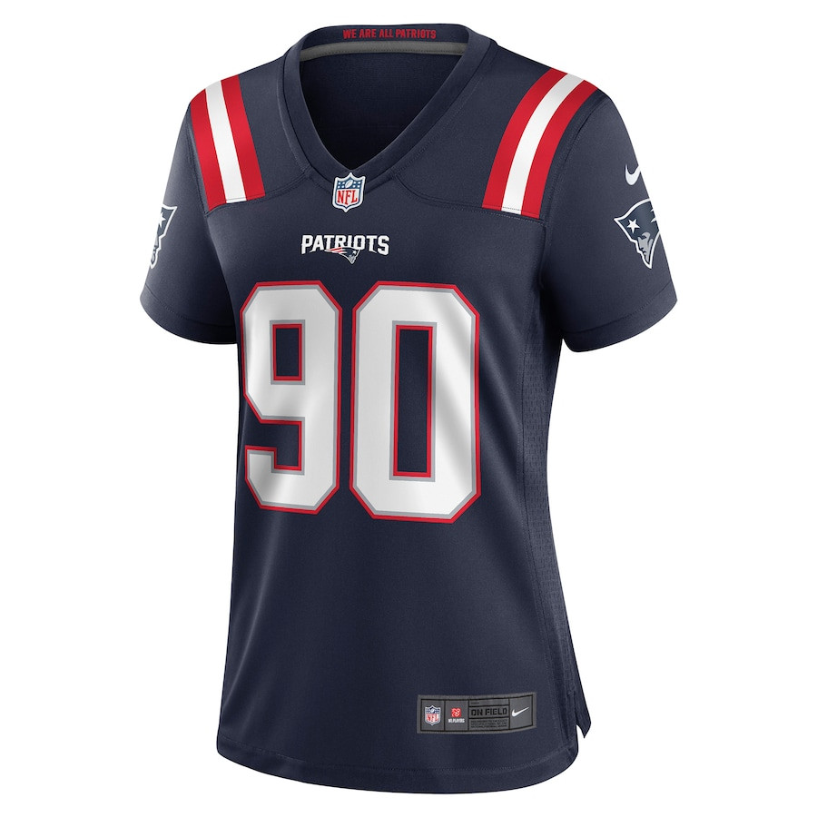 Alternative view of Christian Barmore 90 New England Patriots Women Game Jersey - Navy JS4885 nicesnker