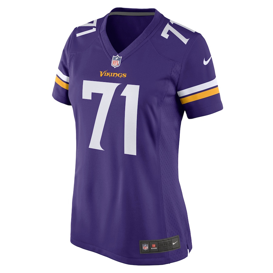Alternative view of Christian Darrisaw 71 Minnesota Vikings Women's Game Jersey - Purple JS4469 nicesnker