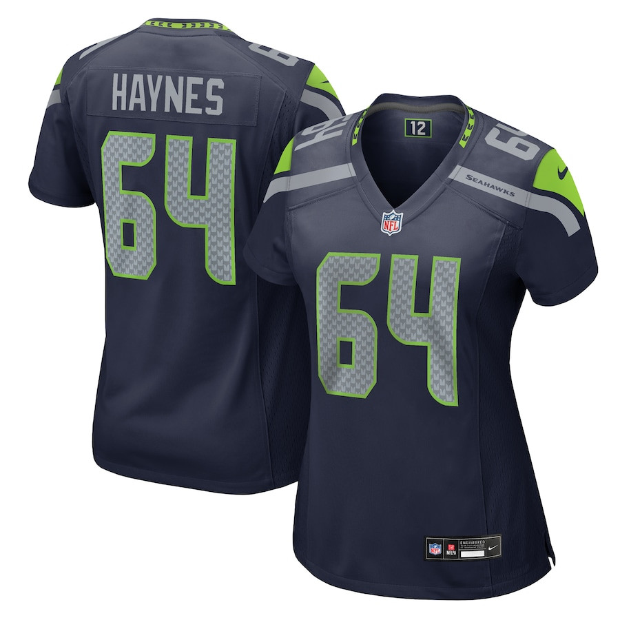 Christian Haynes 64 Seattle Seahawks Women's Game Jersey - College Navy JS9995 nicesnker