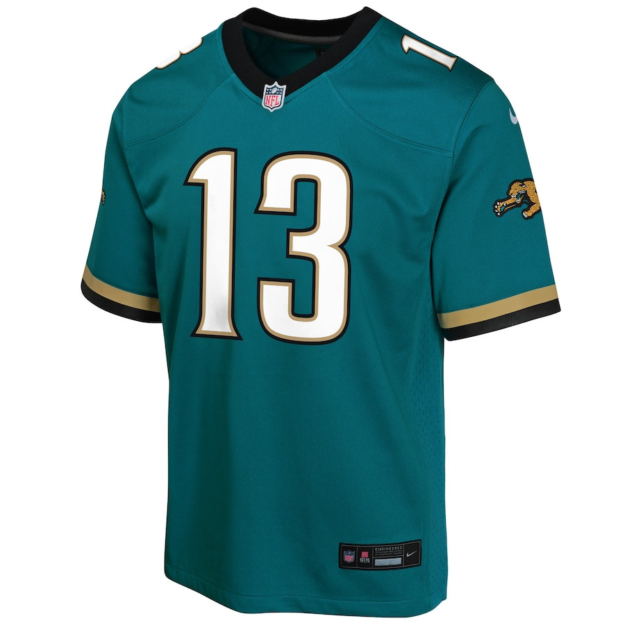 Alternative view of Christian Kirk 13 Jacksonville Jaguars Prowler Throwback Player Game YOUTH Jersey - Teal JS7087 nicesnker