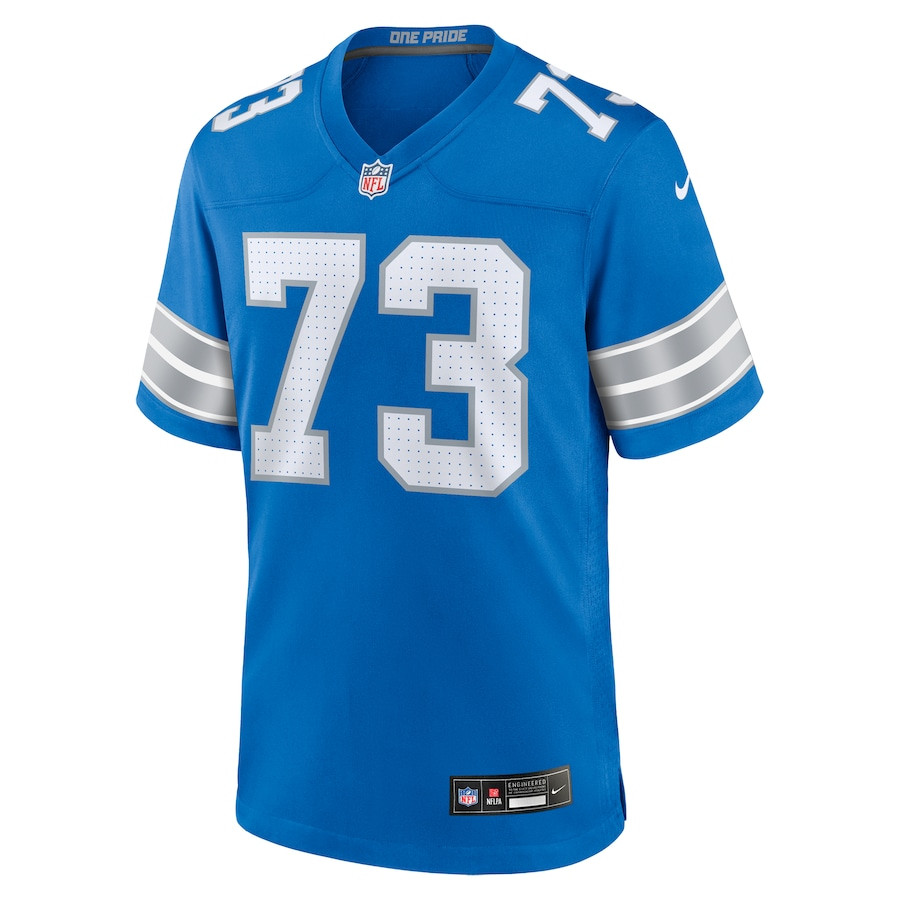 Alternative view of Christian Mahogany 73 Detroit Lions Team Game Men Jersey - Blue JS1189 nicesnker