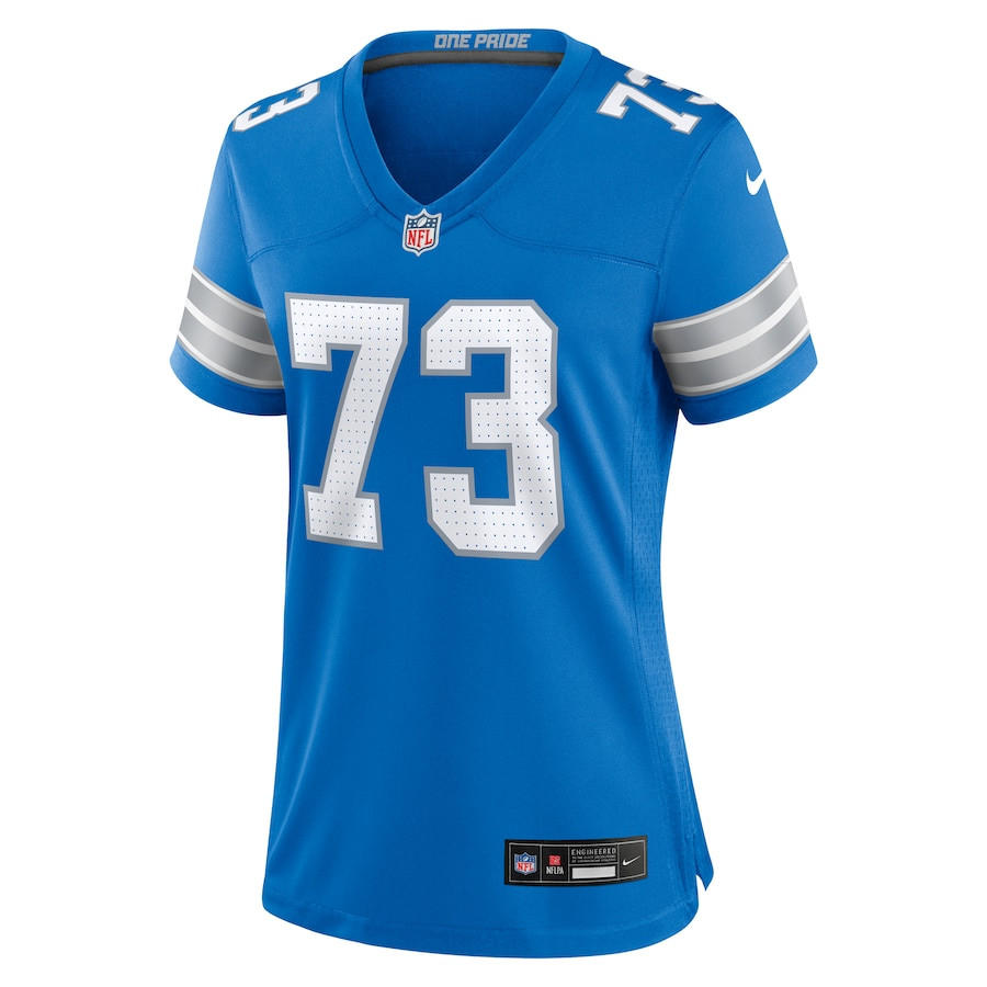 Alternative view of Christian Mahogany 73 Detroit Lions Women Team Game Jersey - Blue JS8205 nicesnker