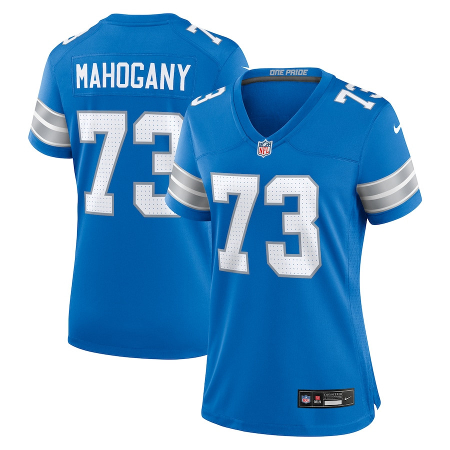 Christian Mahogany 73 Detroit Lions Women Team Game Jersey - Blue JS8205 nicesnker