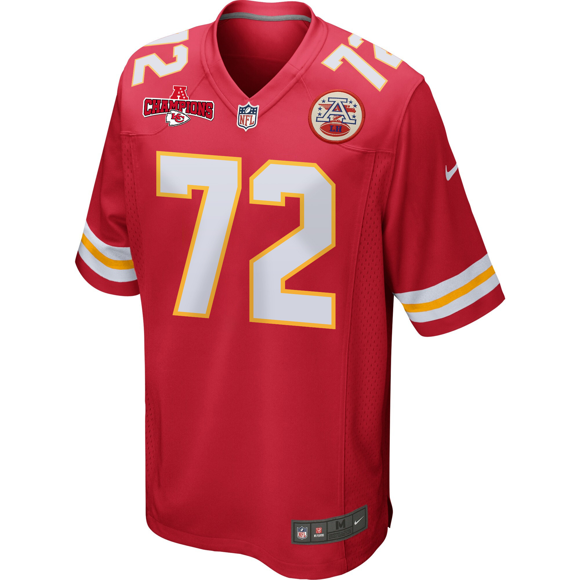 Alternative view of Chukwuebuka Godrick 72 Kansas City Chiefs AFC Champions Patch Game Men Jersey - Red JS4174 nicesnker