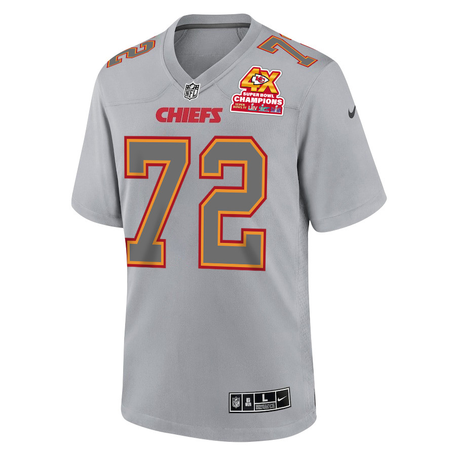 Alternative view of Chukwuebuka Godrick 72 Kansas City Chiefs Super Bowl LVIII Champions 4X Atmosphere Fashion Game Men Jersey - Gray JS4489 nicesnker
