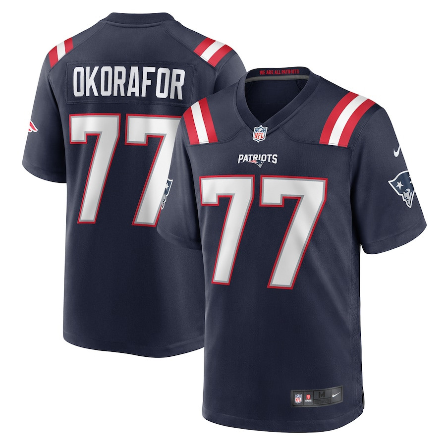 Chukwuma Okorafor 77 New England Patriots Team Game Men Jersey - Navy JS7509 nicesnker