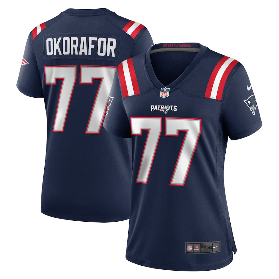 Chukwuma Okorafor 77 New England Patriots Women's Team Game Jersey - Navy JS4415 nicesnker