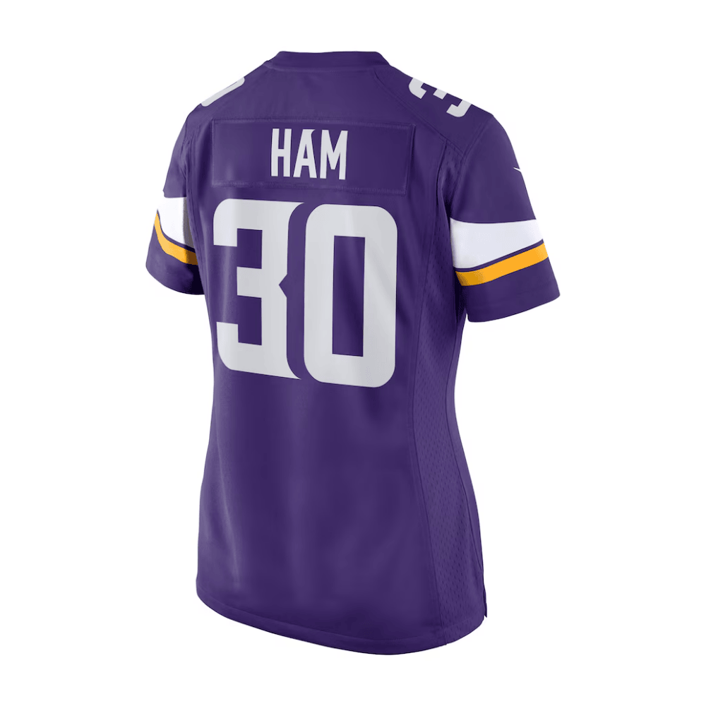 Alternative view of C.J. Ham 30 Minnesota Vikings 2025 Pro Bowl Patch Women Game Jersey - Purple JS3517 nicesnker