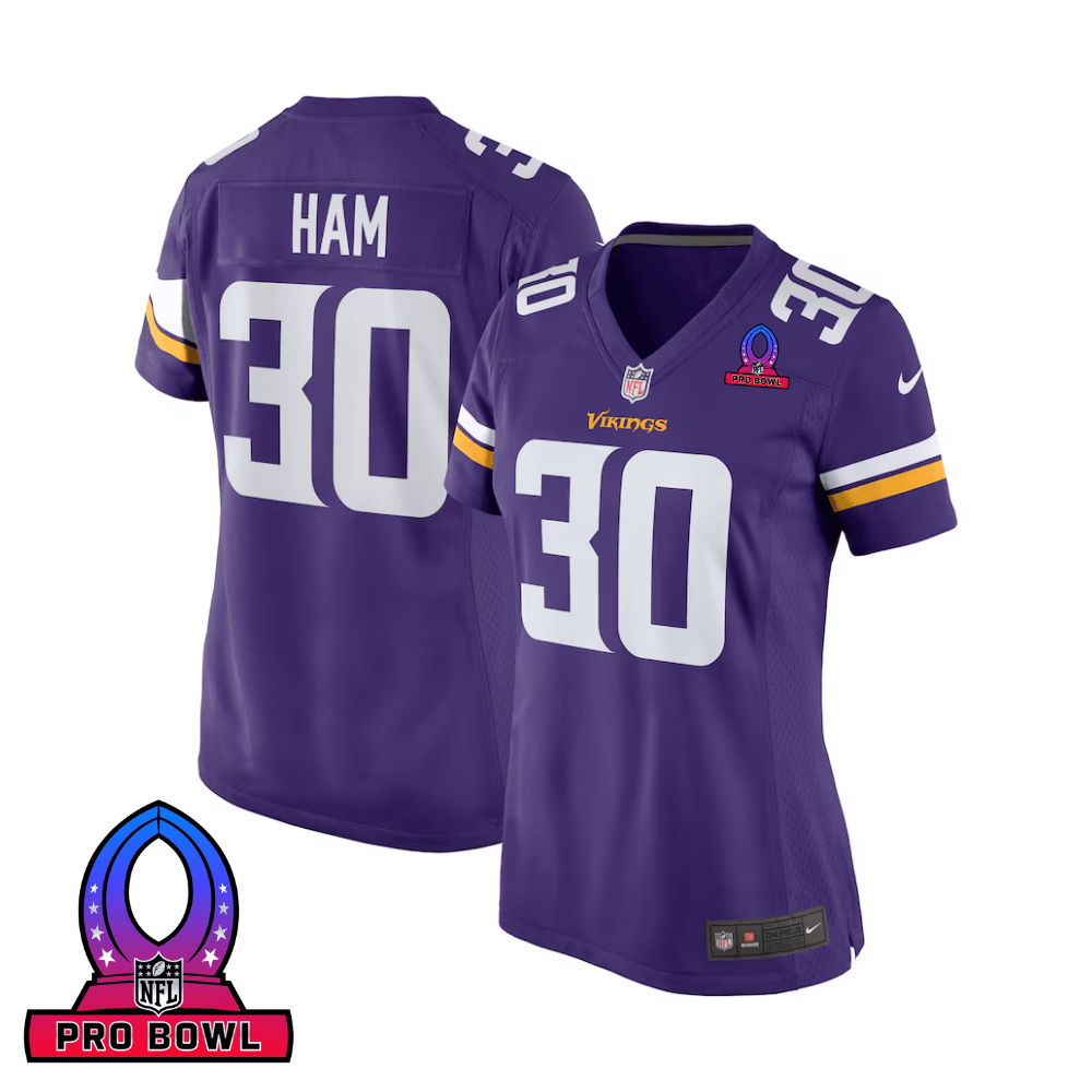 C.J. Ham 30 Minnesota Vikings 2025 Pro Bowl Patch Women Game Jersey - Purple JS3517 nicesnker