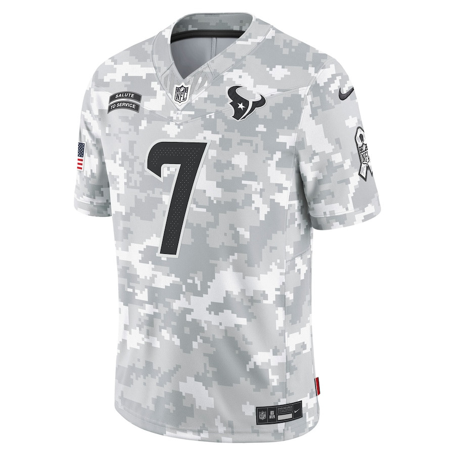 Alternative view of C.J. Stroud 7 Houston Texans 2024 Salute to Service Limited Men Jersey - Arctic Camo JS9310 nicesnker