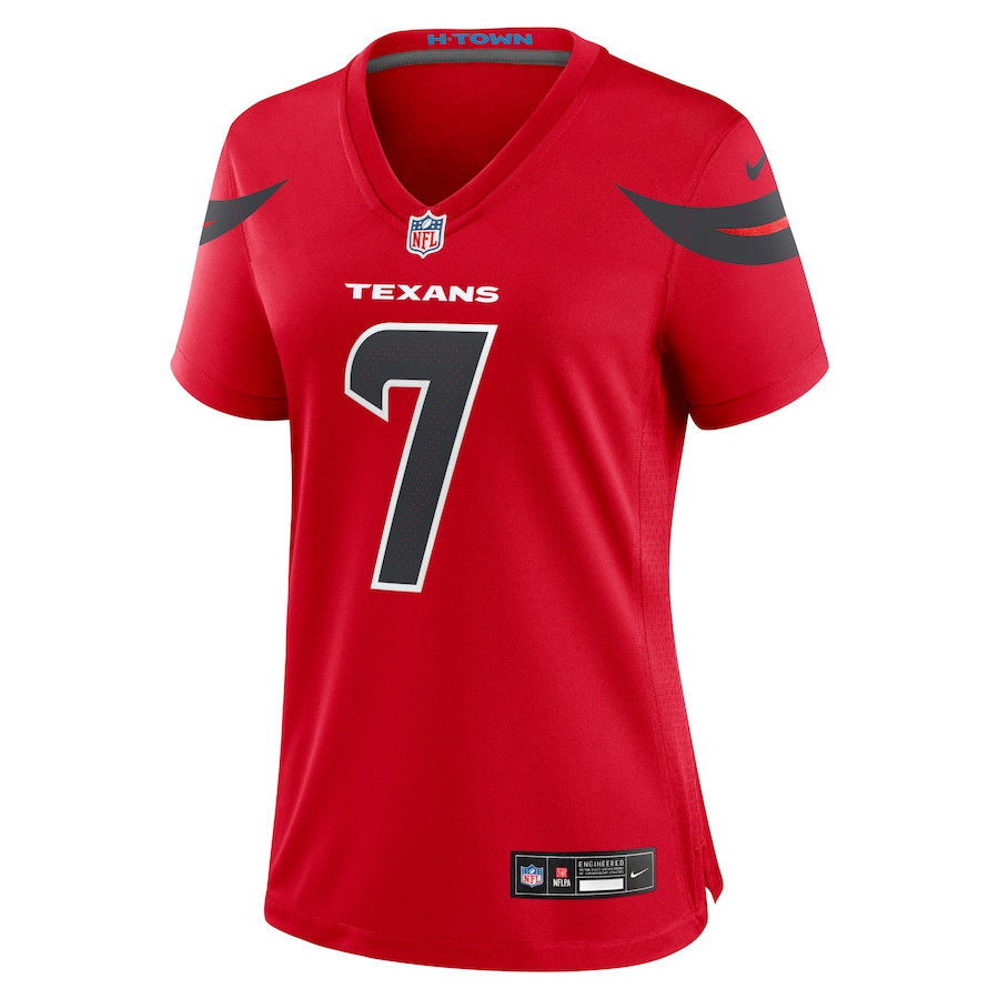 Alternative view of C.J. Stroud 7 Houston Texans Alternate Game Women Jersey - Red JS8639 nicesnker